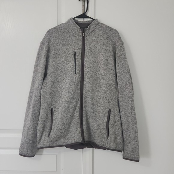 Johnnie O Heather Gray Full Zip Knitted Fleece Jacket, Size XL